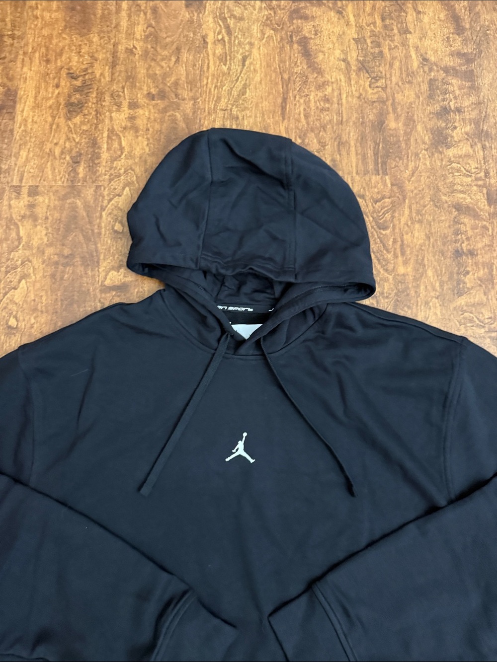 Jordan Sports Black Pullover Hoodie with White Jumpman - Picture 3 of 11